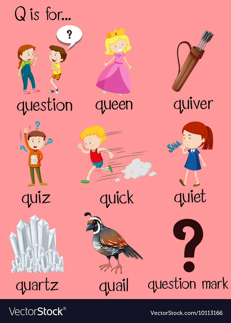 Letter Q Word List With Illustrations Printable Poste - vrogue.co