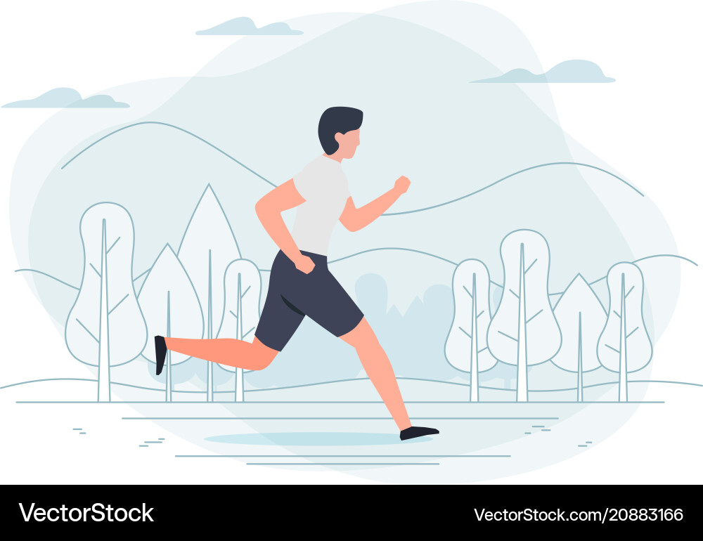 Running man park trees Royalty Free Vector Image