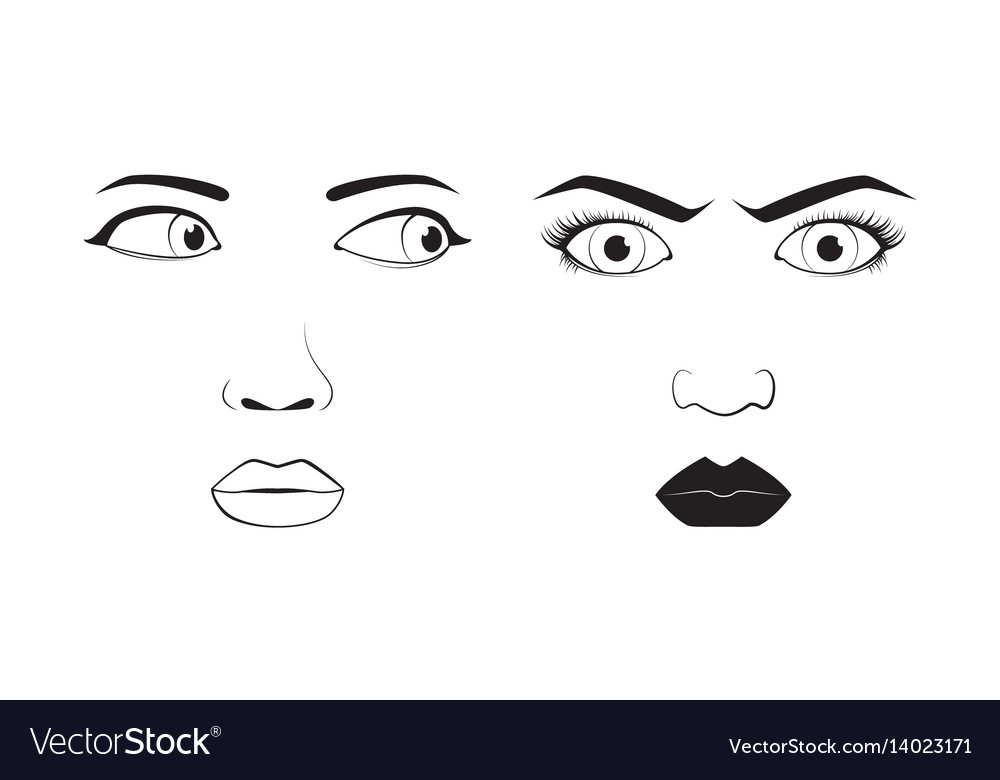 Girl emotion face cartoon Royalty Free Vector Image