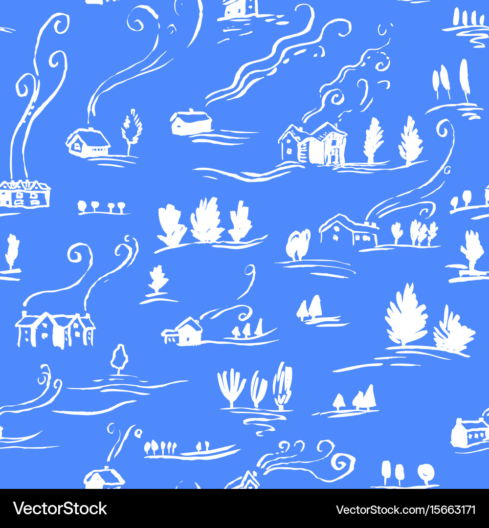 Hand drawn seamless pattern winter landscape Vector Image