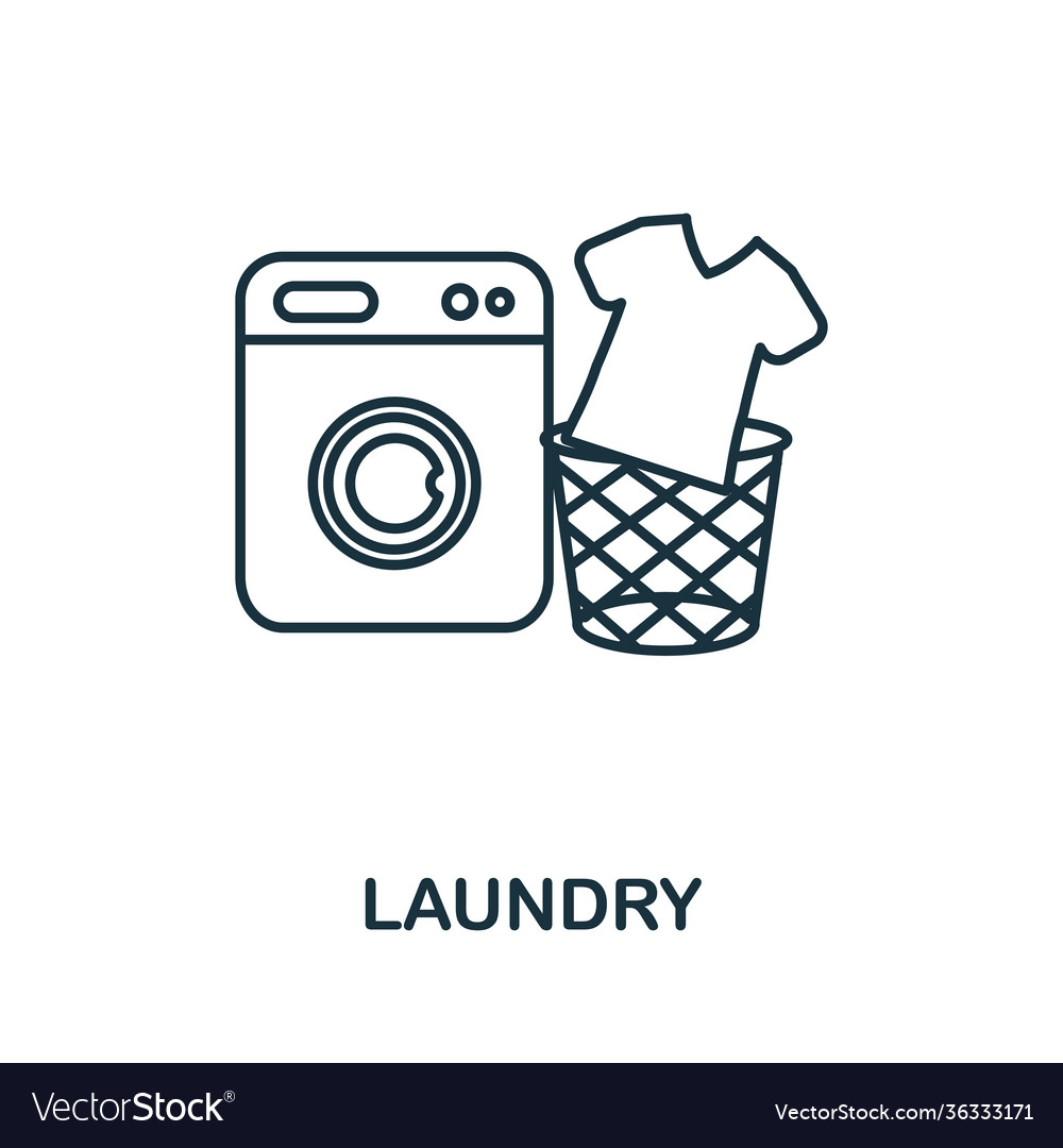 Laundry icon simple line element symbol Royalty Free Vector