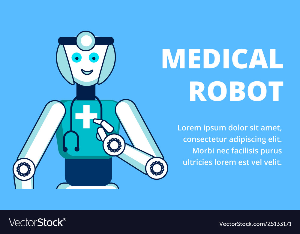 Medical Robot Services Flat Banner Template Vector Image