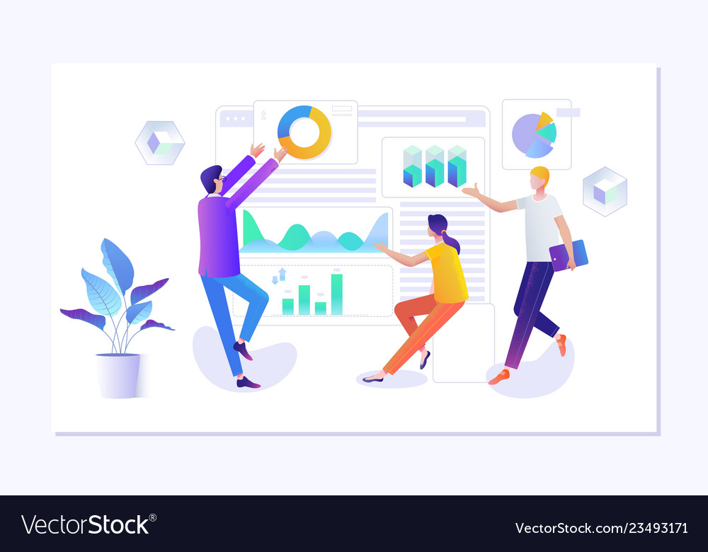 People making web page design for website Vector Image