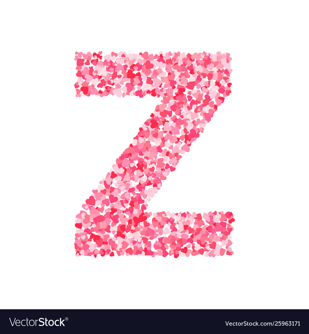 Pink red valentines day heartshapes font letter z Vector Image