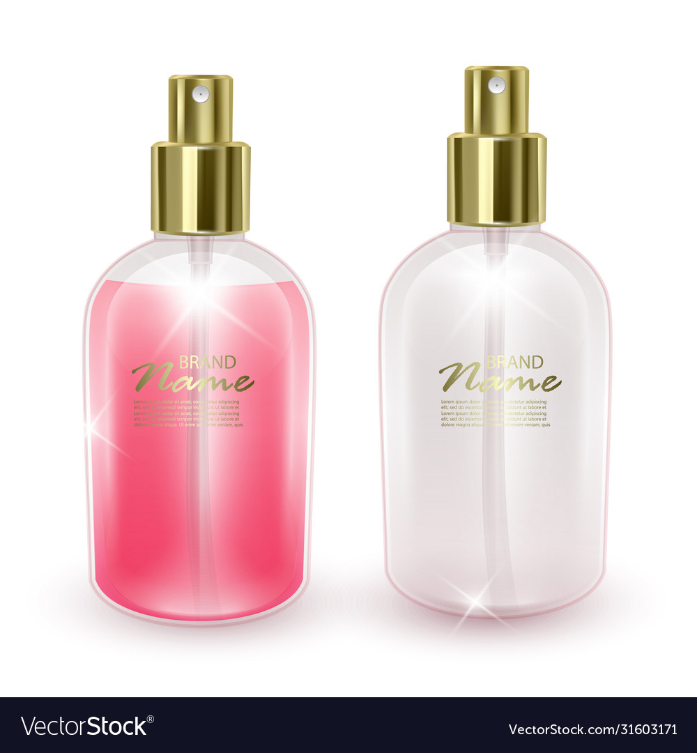 Set perfume jars empty and with pink liquid