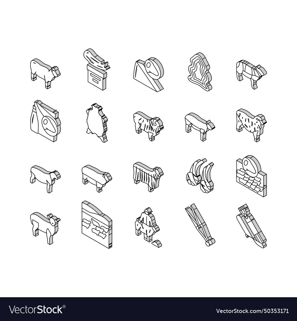 Sheep breeding farm business isometric icons set Vector Image