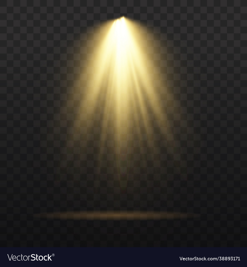 Spotlight projector light effect with yellow rays Vector Image