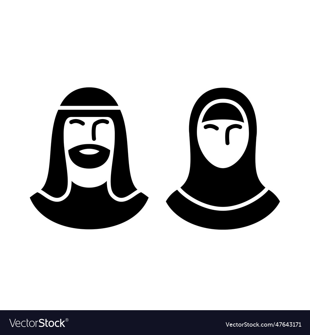 Traditionally Clothed Arabic Men And Women Icon Vector Image