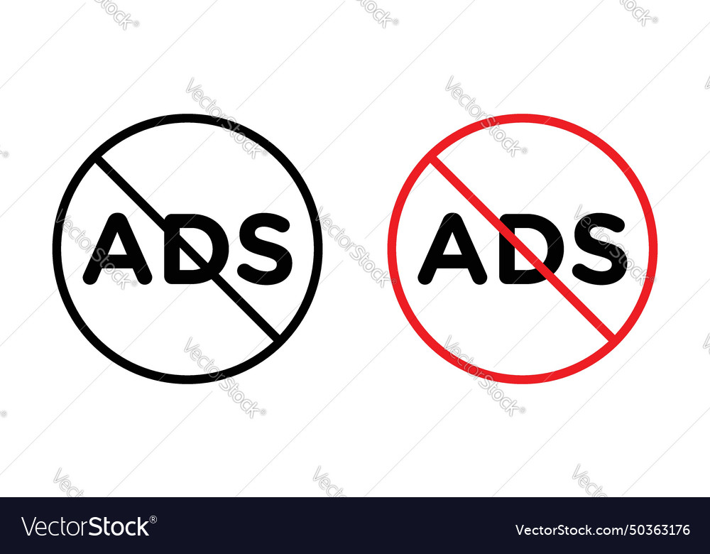 Ad blocker icon set ban and stop add symbol Vector Image