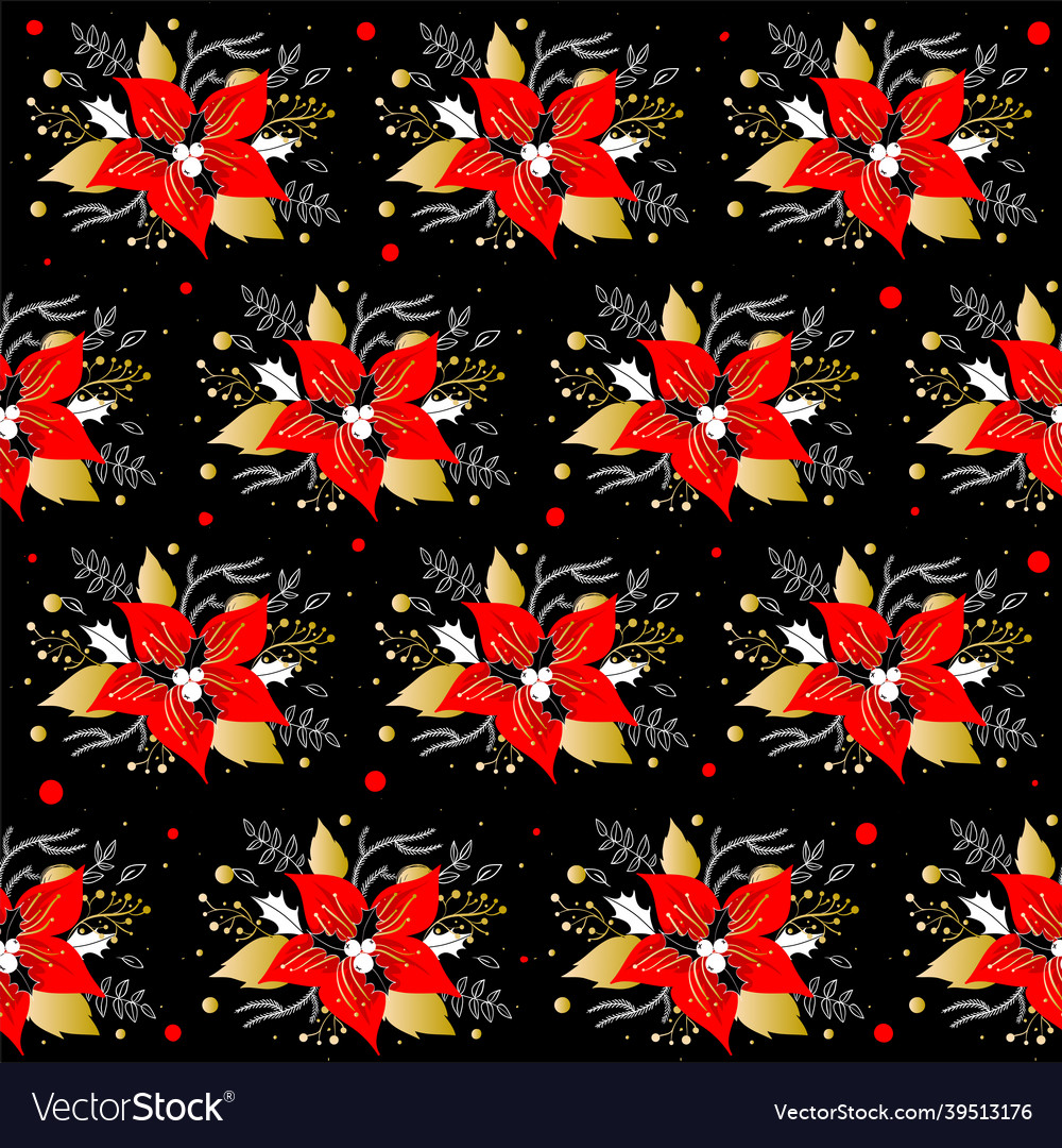 Christmas mistletoe seamless pattern background