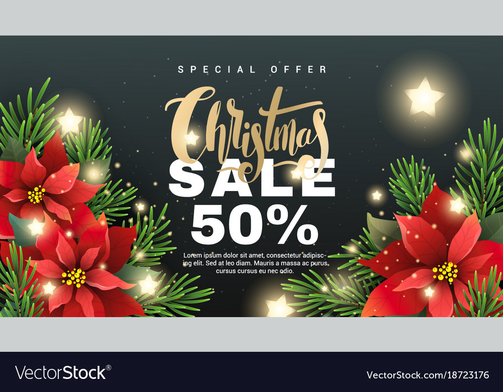 Christmas Sale Banner With Fir Tree Branches Vector Image Christmas Sale Banner With Fir Tree Branches Vector Image