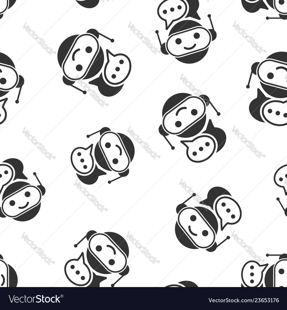 Cute robot chatbot icon seamless pattern