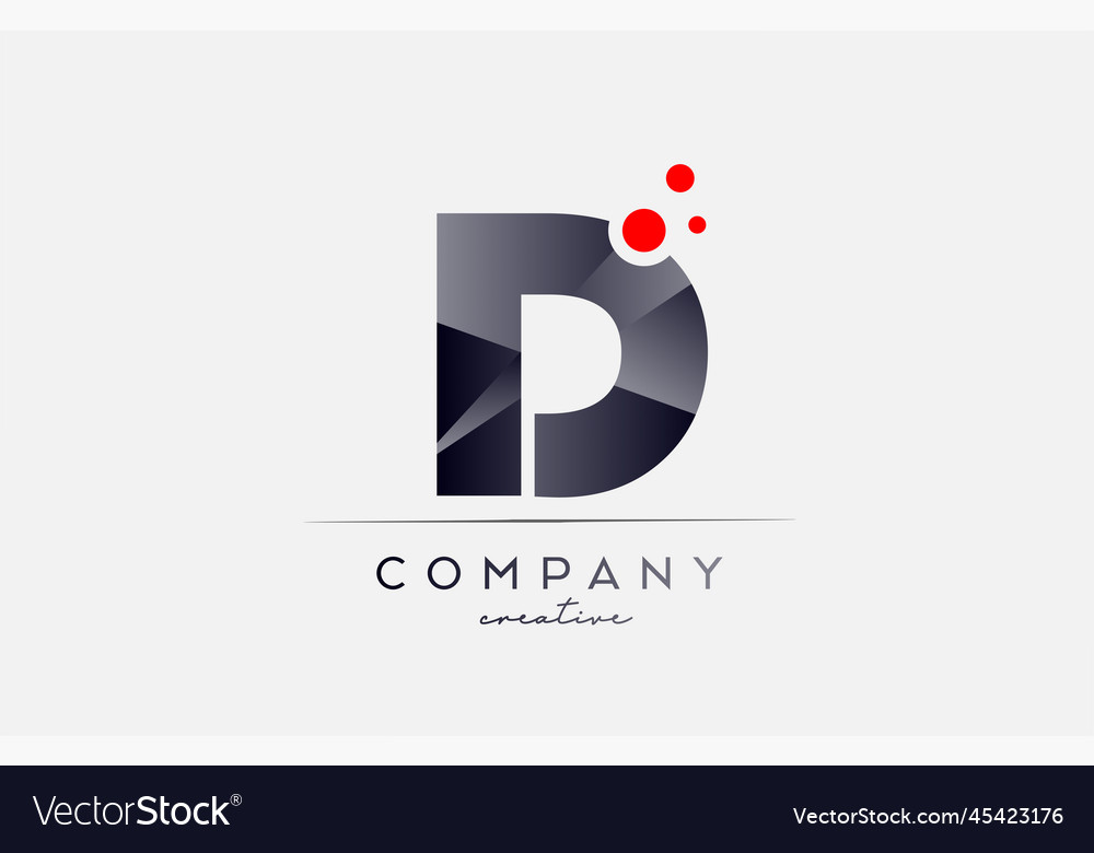 D alphabet letter logo icon with grey color