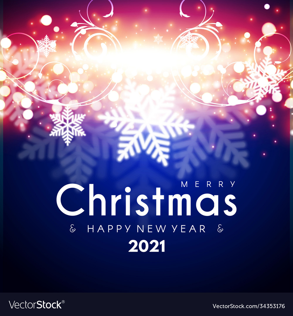 Merry christmas and happy new 2021 year shining Vector Image