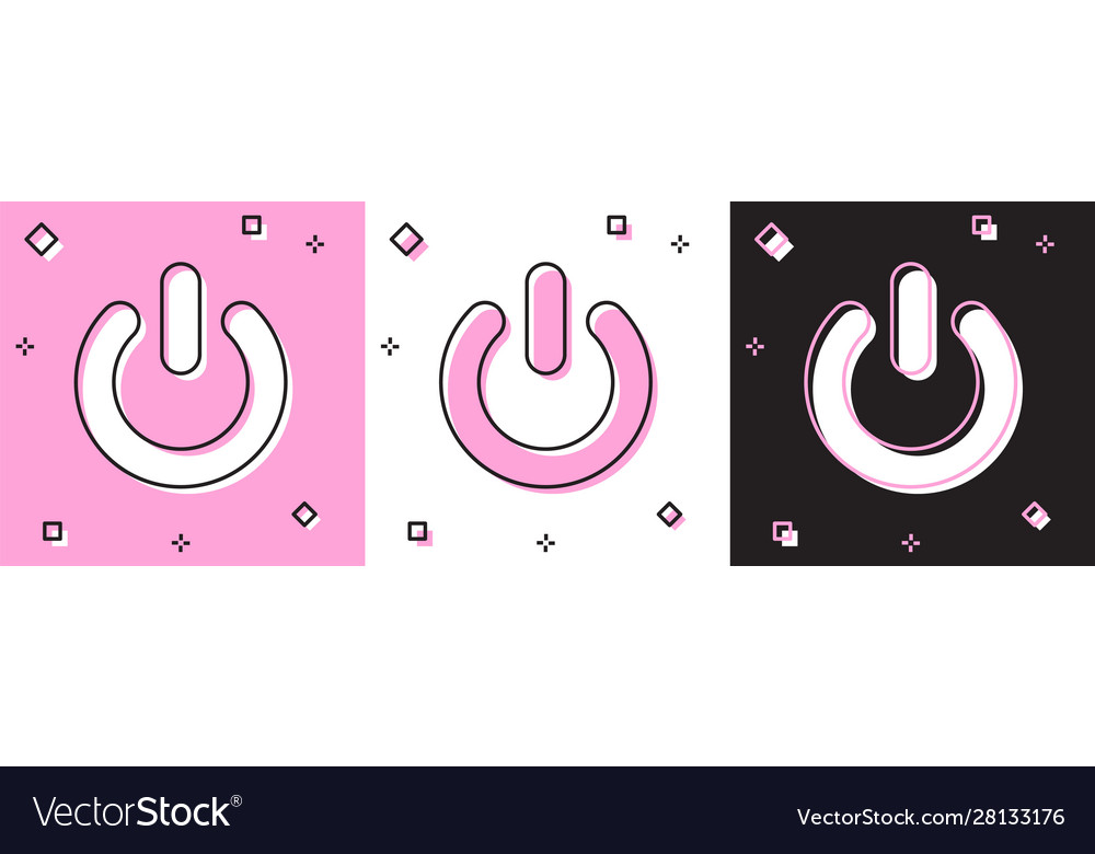 Set power button icon isolated on pink and white