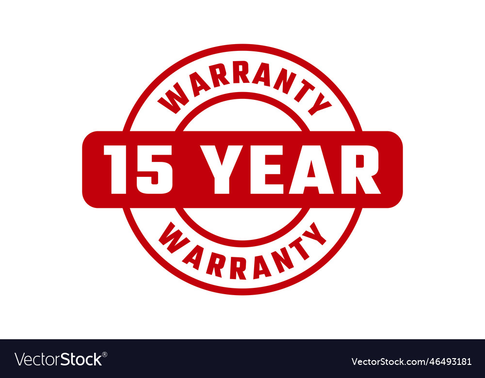 15 Year Warranty Rubber Stamp Royalty Free Vector Image