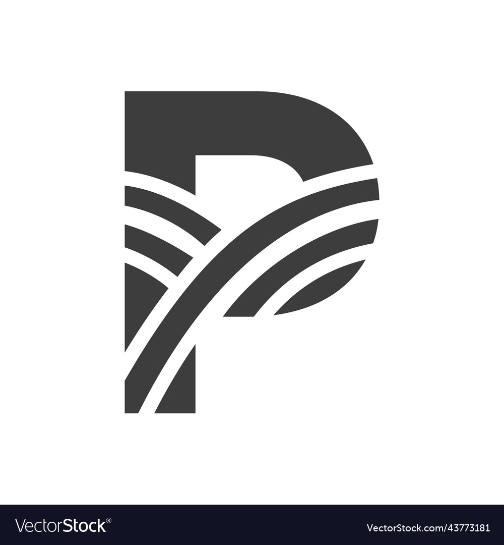 Agriculture logo on letter p concept farm