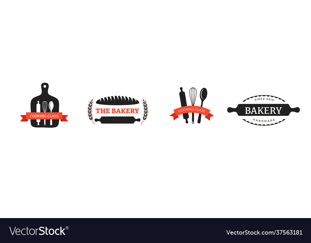 Bakery and pastry shop cooking logo vintage vector image Bakery and pastry shop cooking logo vintage