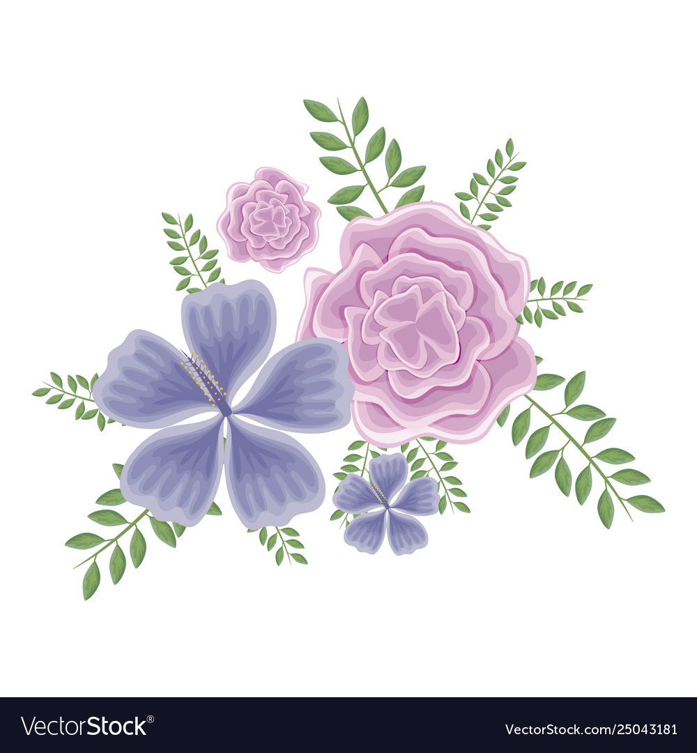 Beautiful flowers with branches and leafs Vector Image