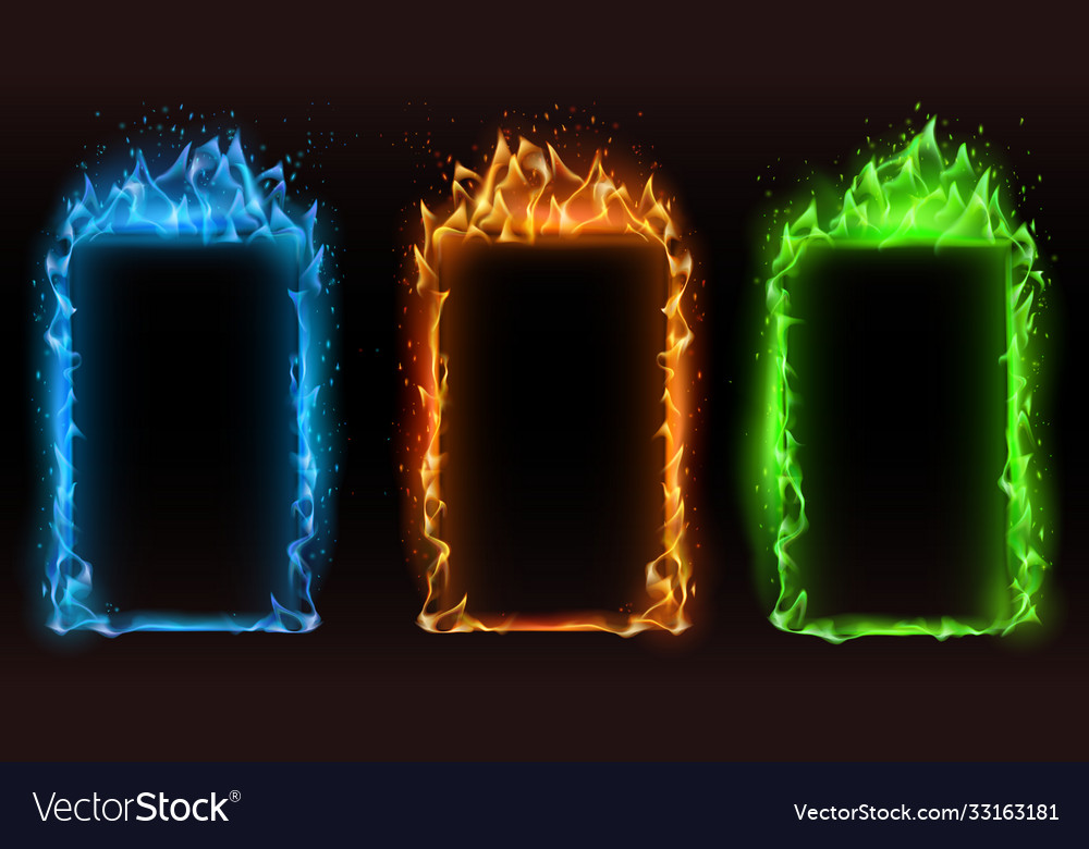 Fire frames different colors frame Royalty Free Vector Image