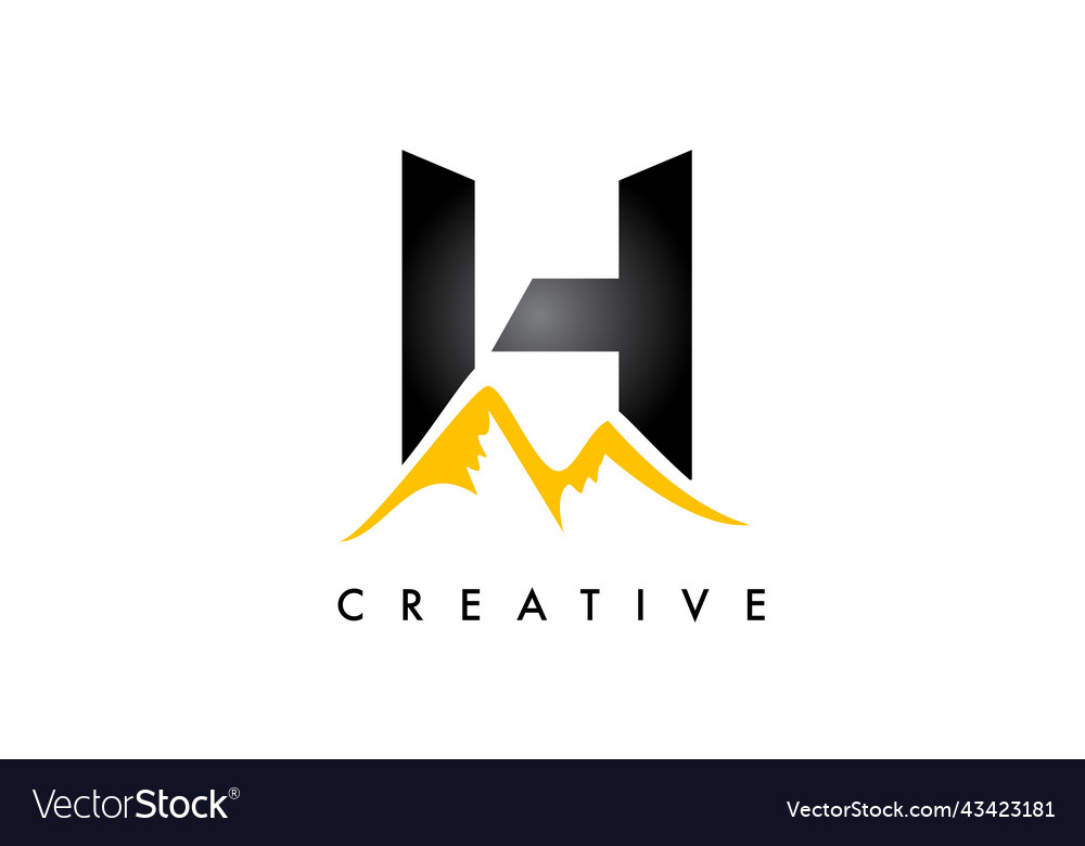 H letter mountain logo Royalty Free Vector Image