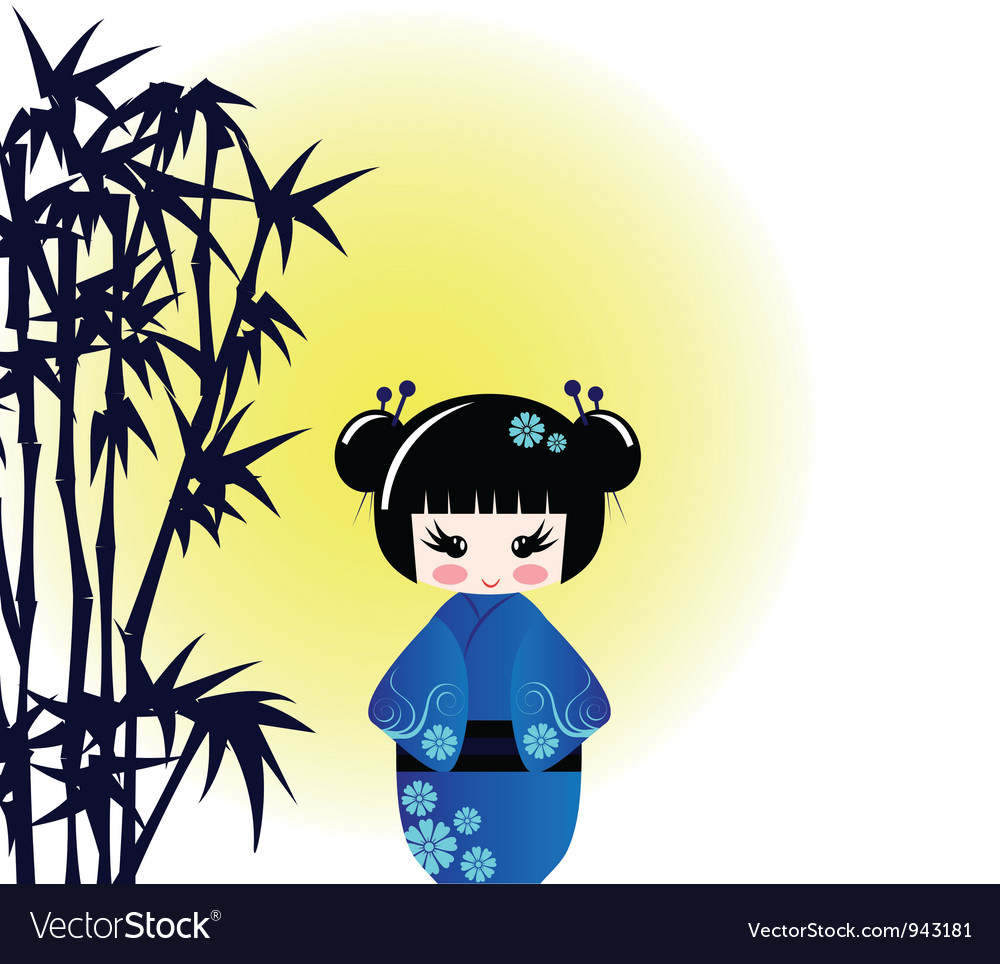 Kokeshi doll and bamboo Royalty Free Vector Image Kokeshi doll and bamboo Royalty Free Vector Image