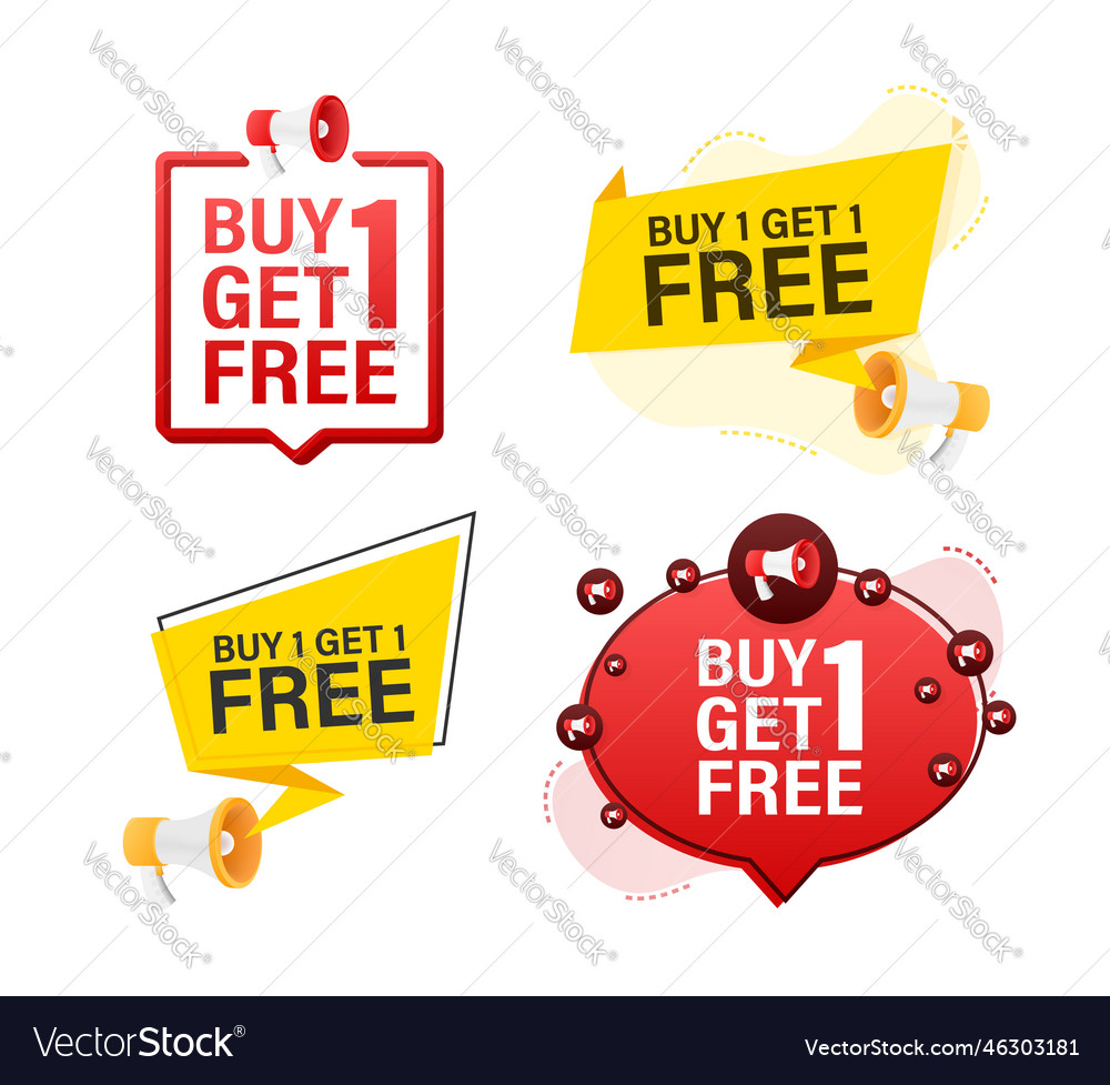 Megaphone Label Set With Text Buy 1 Get Free Vector Image Megaphone Label Set With Text Buy 1 Get Free Vector Image