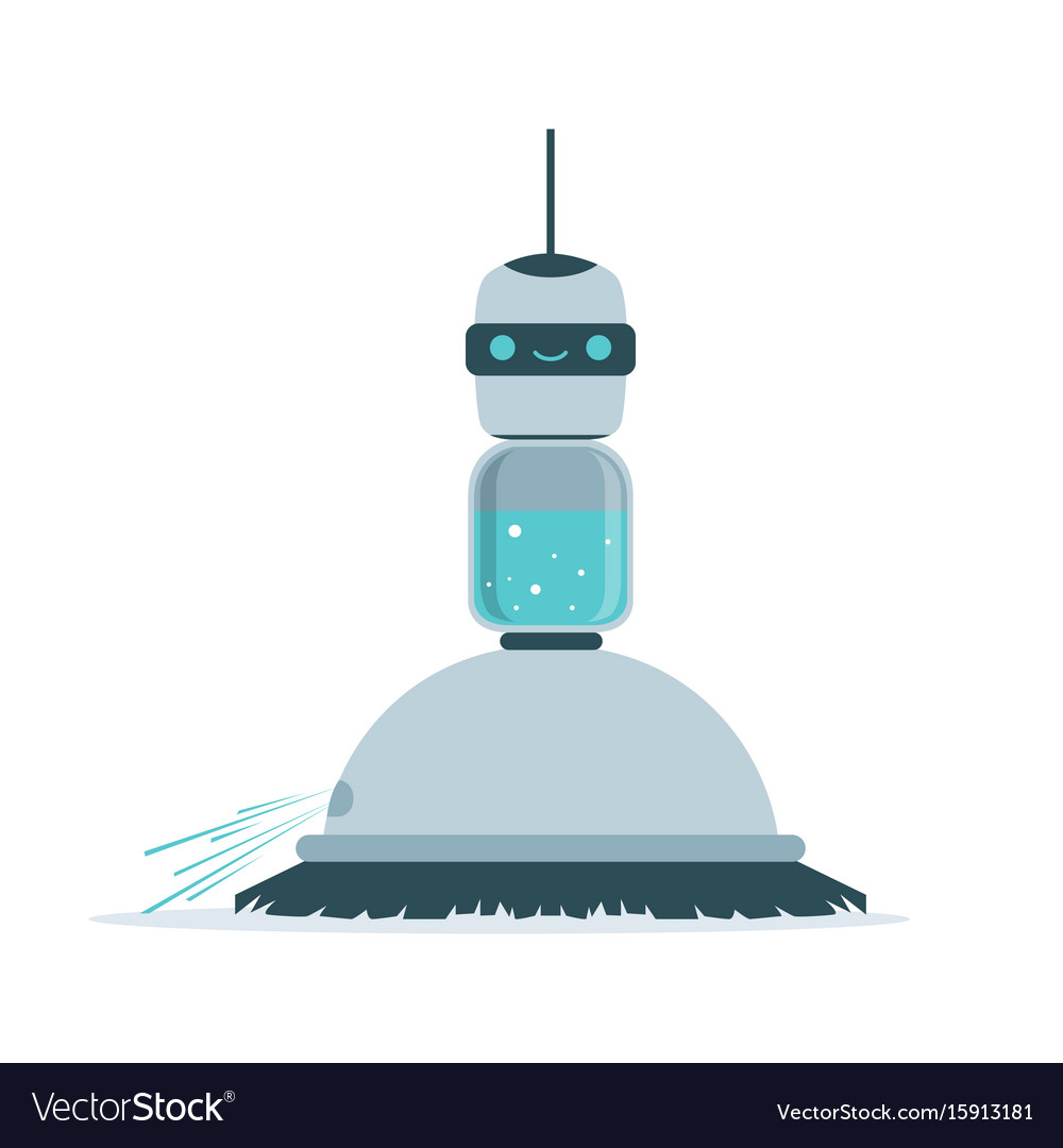 Robot sweeping a floor Royalty Free Vector Image