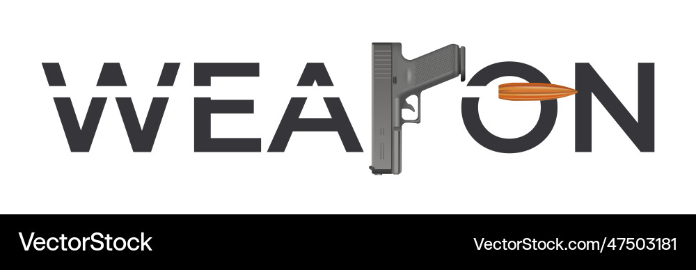 Weapon pistol text composition Royalty Free Vector Image