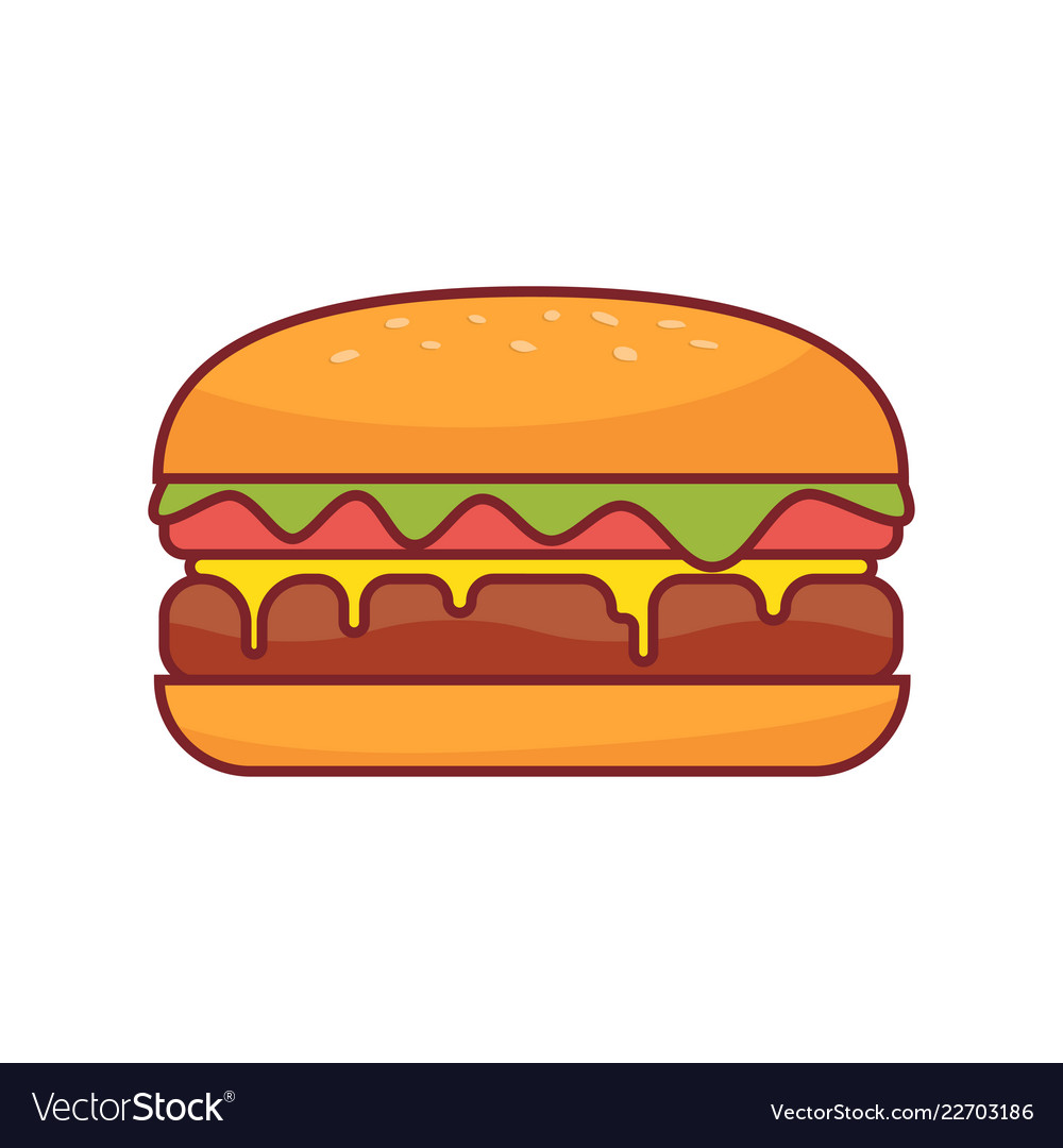 Burger icon fast food Royalty Free Vector Image