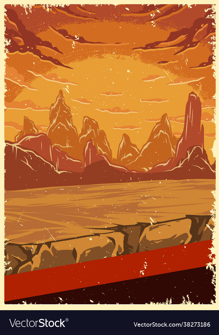 Desert landscape colorful poster Royalty Free Vector Image