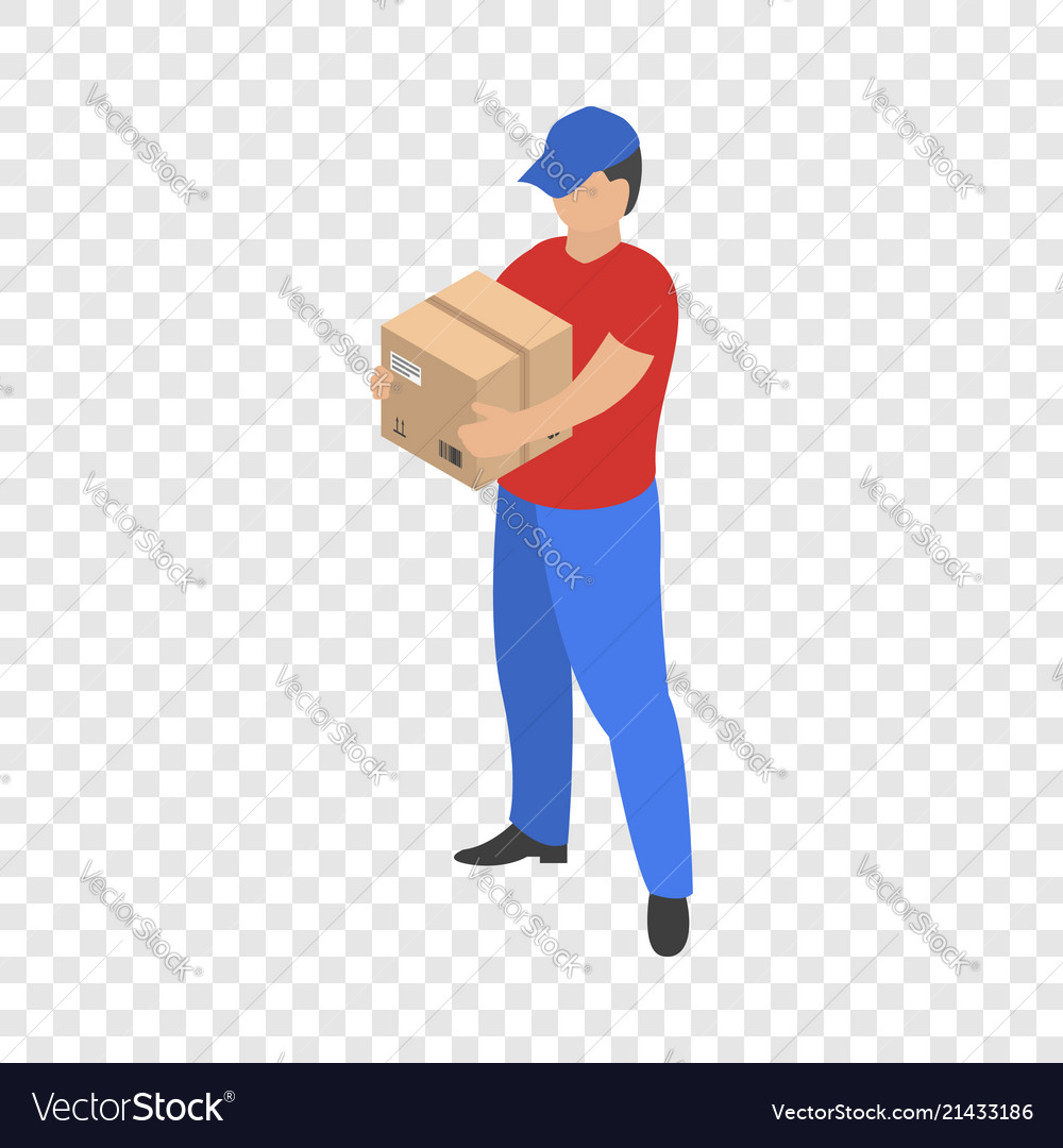 Man take delivery box icon isometric style Vector Image