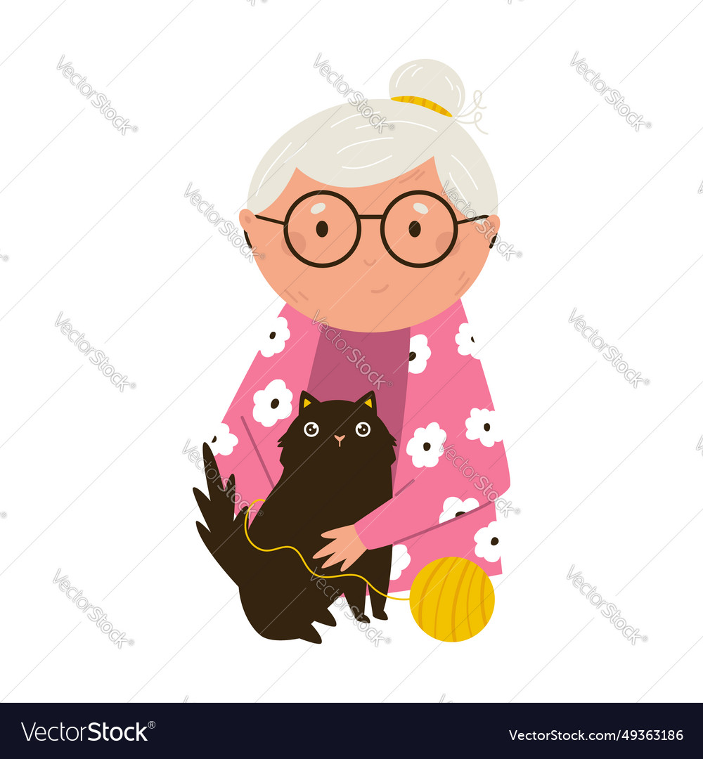 Retired senior woman with cat