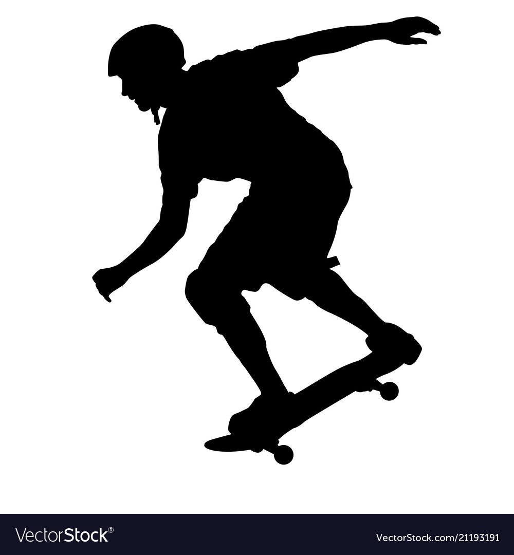 Black silhouette of an athlete skateboarder in a Vector Image