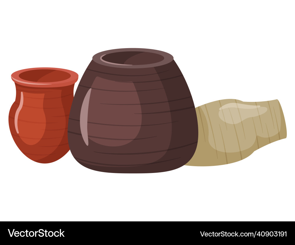 Ceramic pots on isolated background Royalty Free Vector