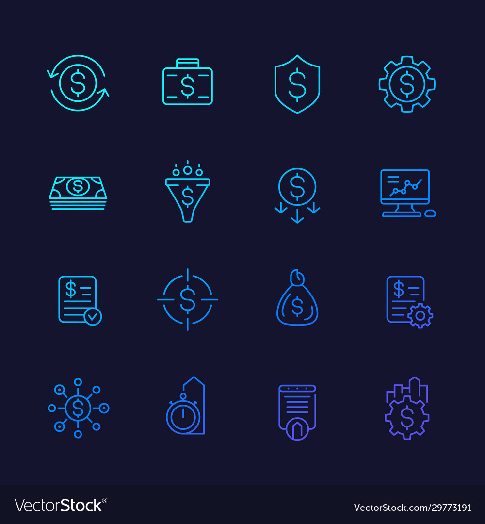 Finance financial and money management line icons Vector Image