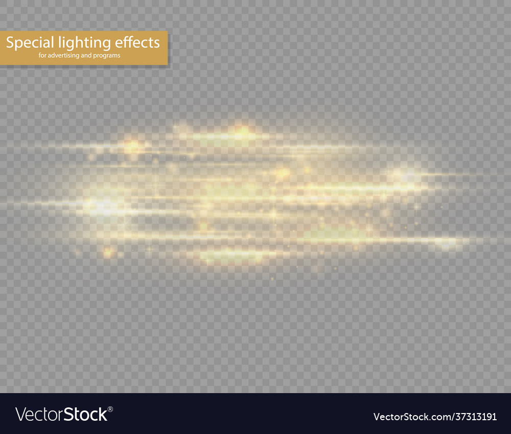 Horizontal light rays glow yellow line beams