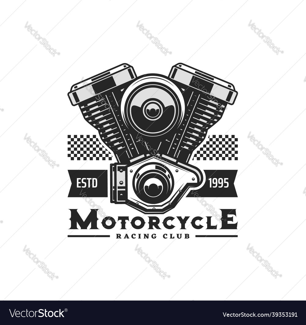 Motorcycle engine icon of motor bike vehicle Vector Image