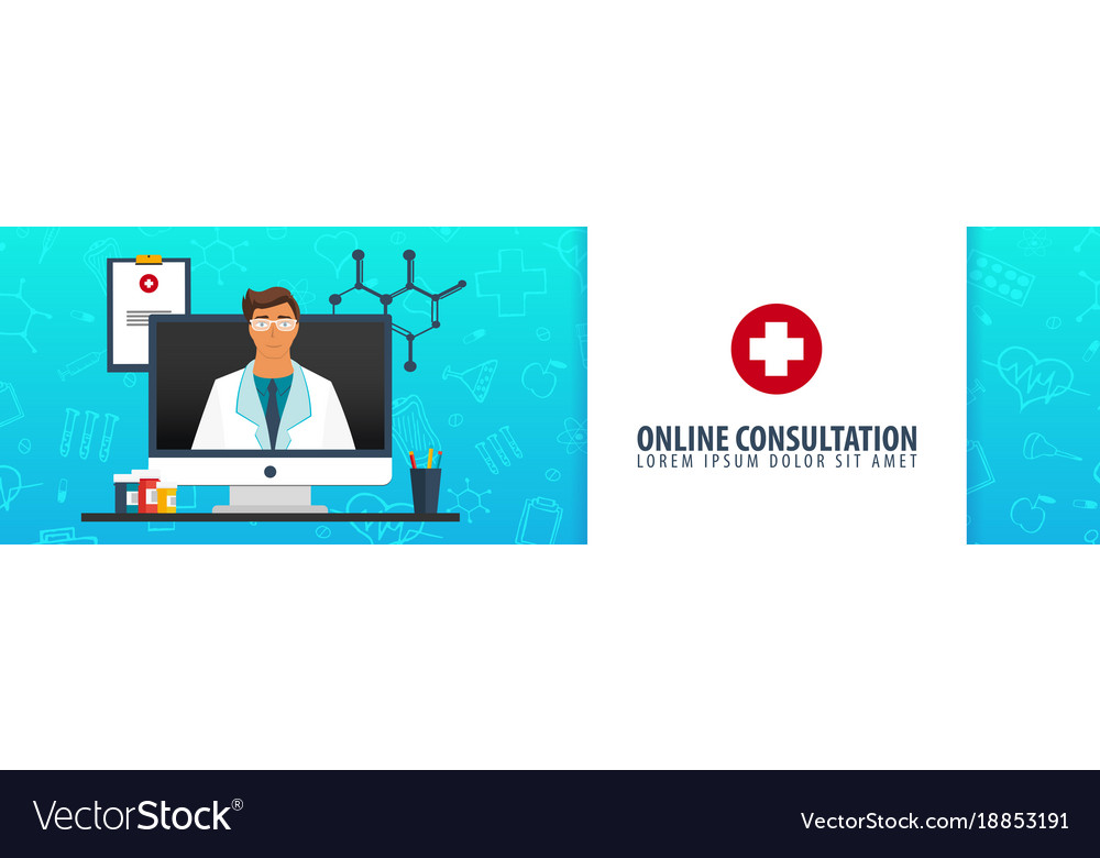 Online Consultation Medical Banner Health Care Vector Image