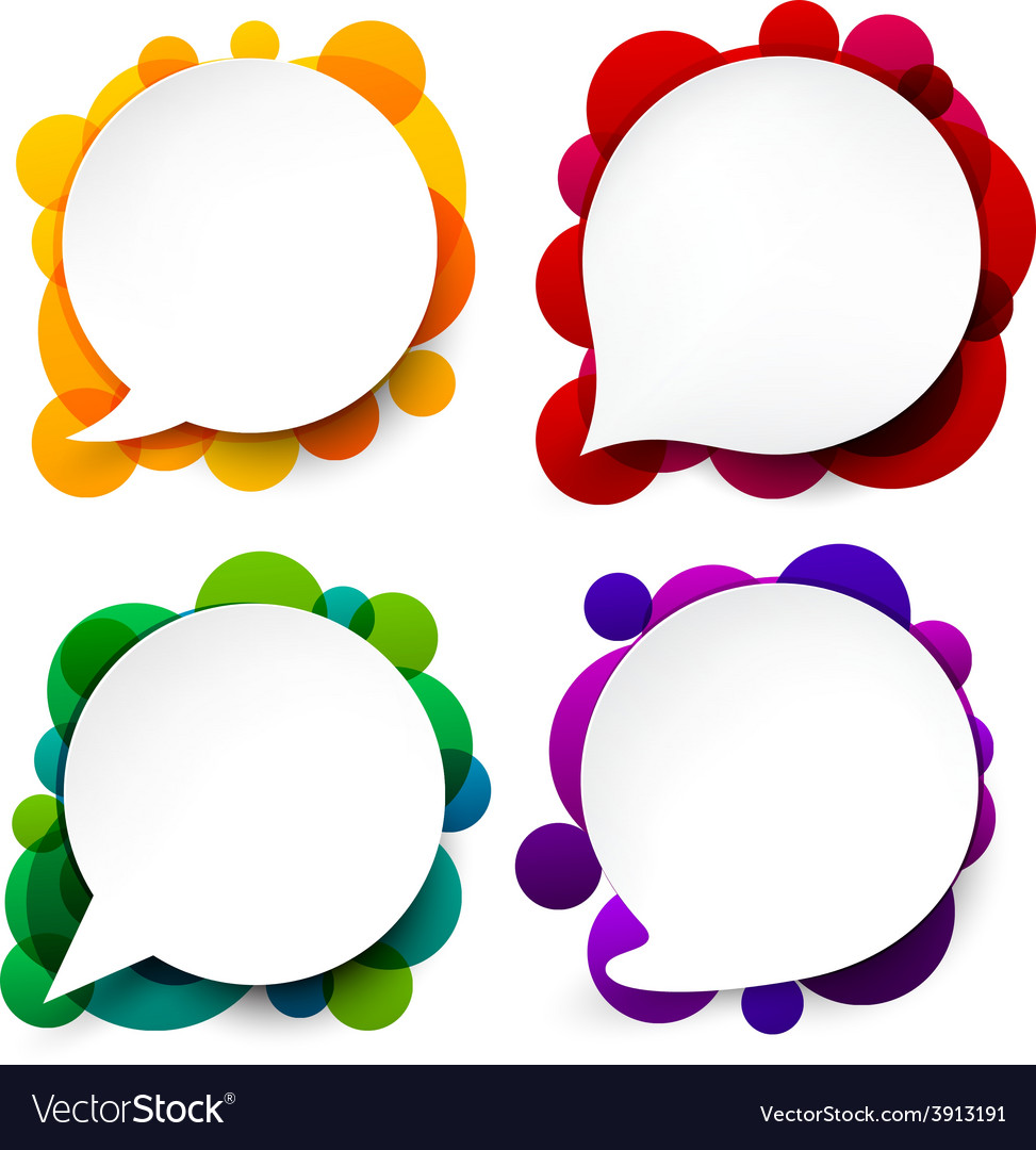 Paper white round speech bubbles Royalty Free Vector Image