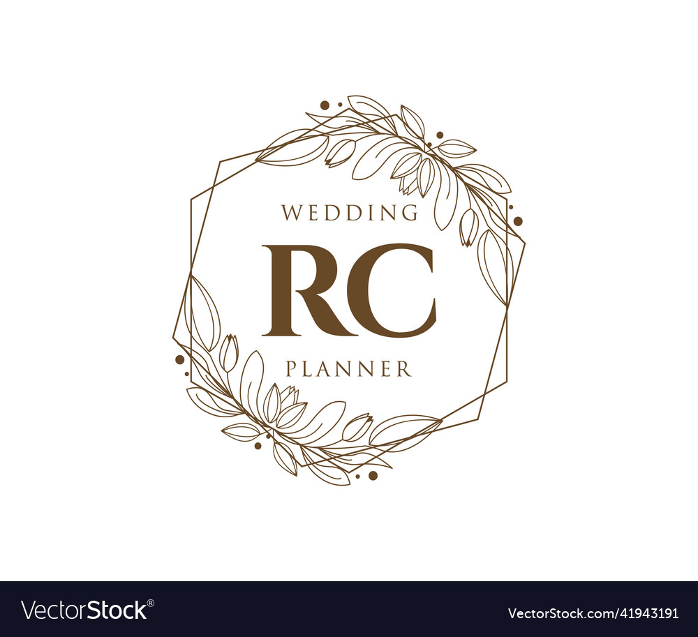 Rc initials letter wedding monogram logos Vector Image