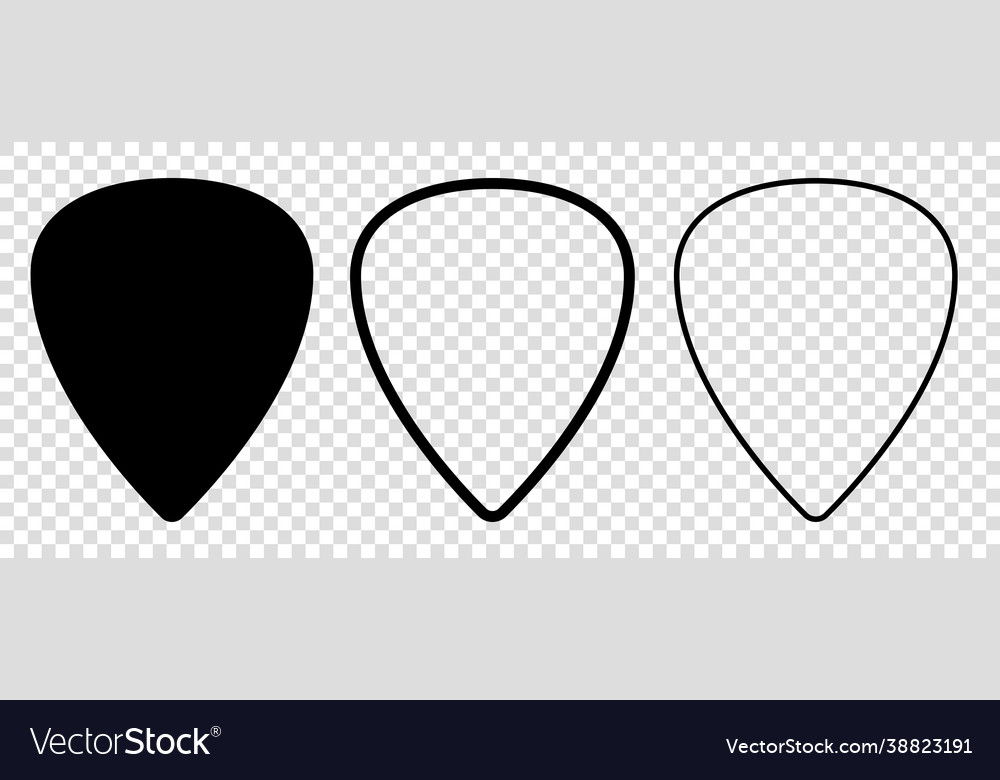 Set blank solid and line guitar picks icon Vector Image