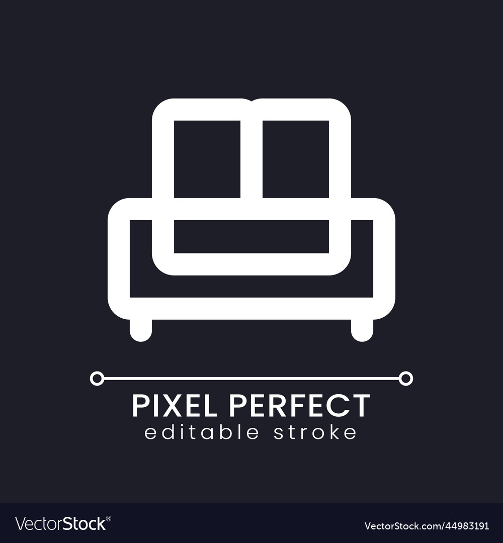 Sofa pixel perfect white linear ui icon for dark Vector Image