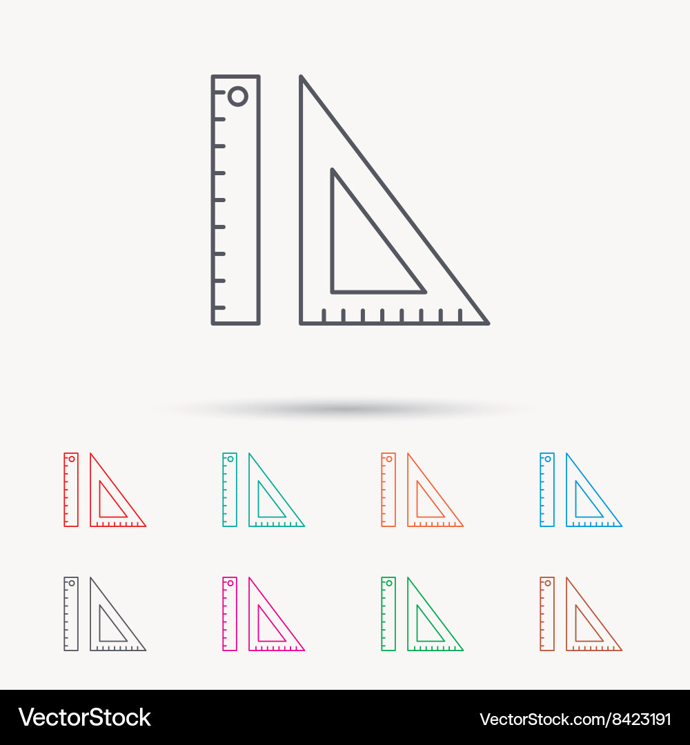 Triangular ruler icon straightedge sign Royalty Free Vector