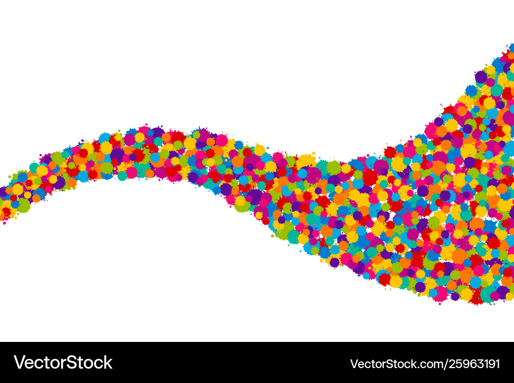 Vibrant color holi paint splashes wavy design Vector Image