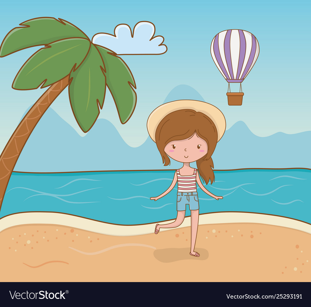 Young girl on beach scene