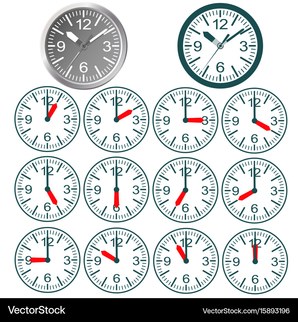 Clock flat icon world time concept Royalty Free Vector Image