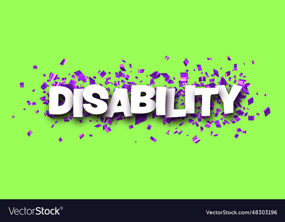 Disability sign over cut out purple foil ribbon Vector Image