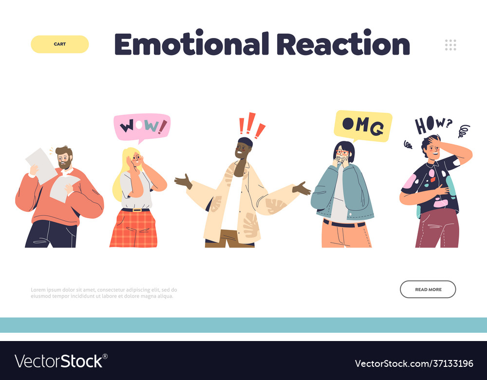 Emotional reaction concept landing page Royalty Free Vector