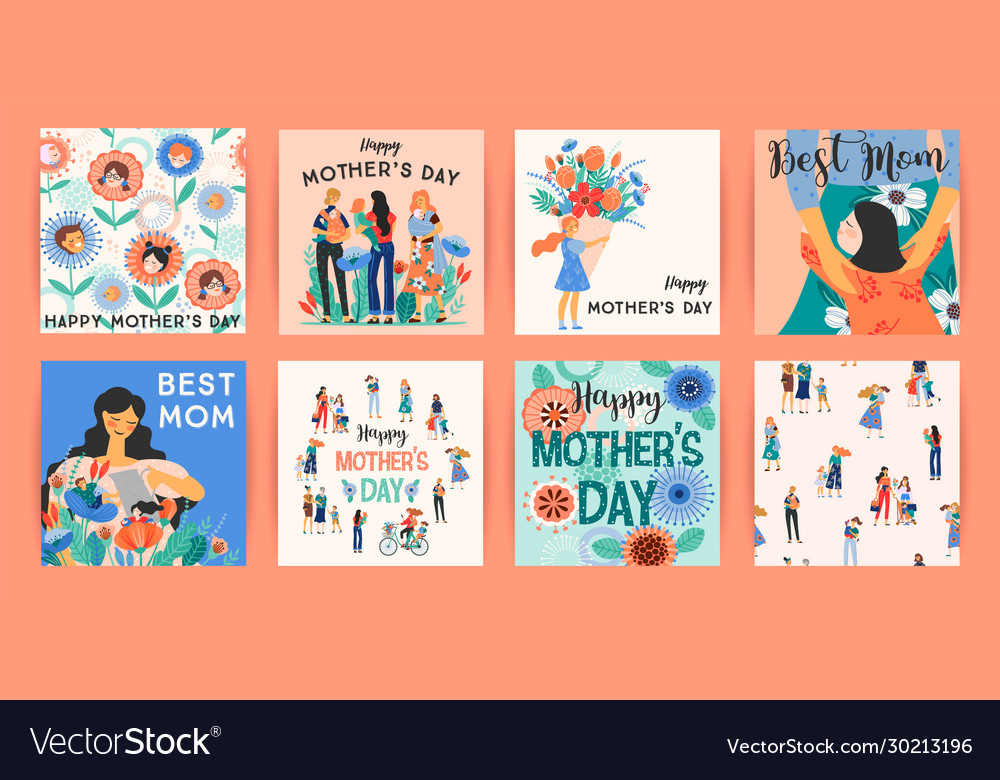 Happy mothers day templates with women Royalty Free Vector